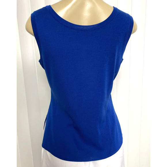 Misook Tank Top Shell Blouse Shirt Sleeveless Scoop Neck Royal Blue Knit… - Picture 2 of 5